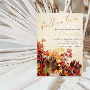Invitación Caer en el amor ducha de novias - hojas y encanto