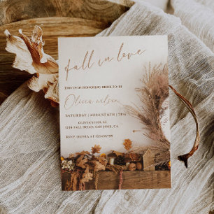 Invitación Caer en el amor ducha de novias - hojas y encanto