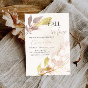 Invitación Caer en el amor ducha de novias - hojas y encanto