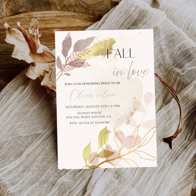 Invitación Caer en el amor ducha de novias - hojas y encanto  (Subido por el creador)