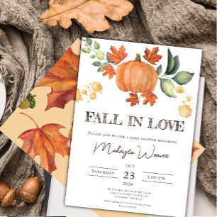 Invitación Caer en el amor El otoño editable deja Baby Shower