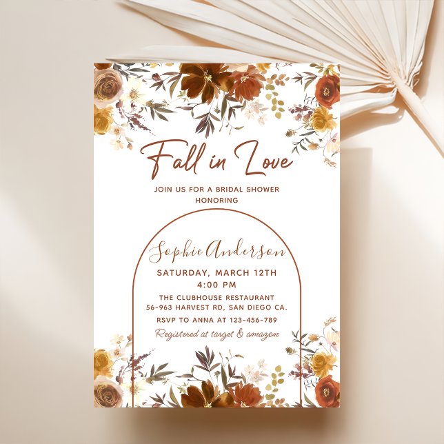 Invitación Caer En El Amor Elegante Floral Bridal Shower (Subido por el creador)