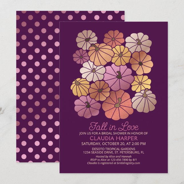 Invitación Caer en el amor en la ducha de novias (Anverso / Reverso)