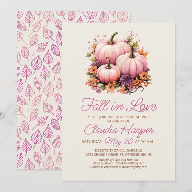 Invitación Caer en el amor en la ducha de novias (Anverso / Reverso)