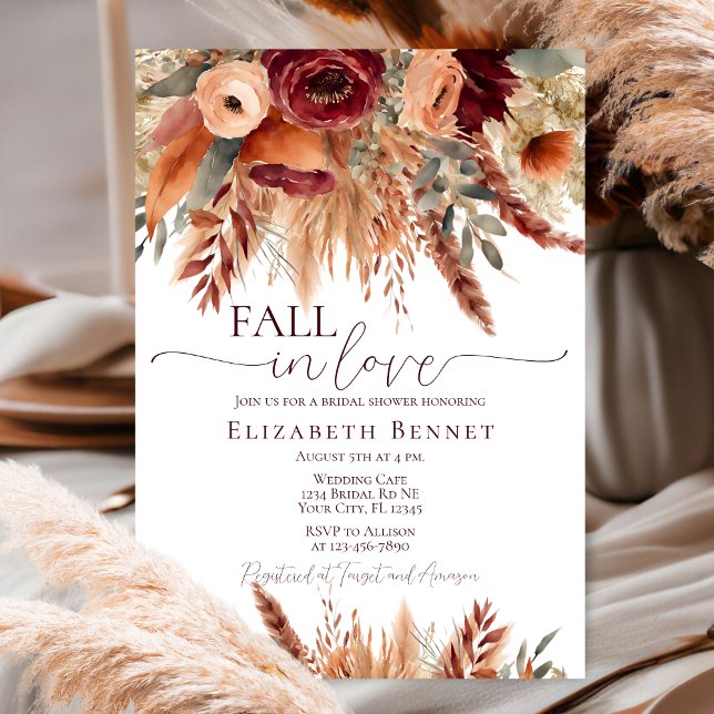 Invitación Caer En El Amor Flores Pampas Ducha De Novias (Subido por el creador)