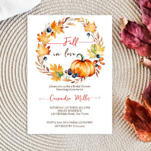 Invitación Caer en el amor hojas de calabaza wreath ducha de 