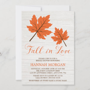 Invitación Caer en el amor Naranja deja ducha de novia