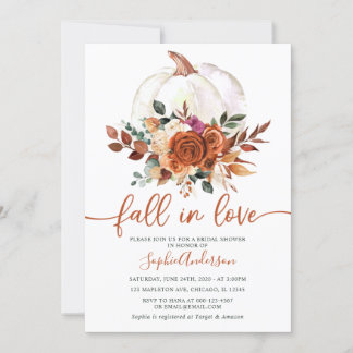 Invitación Caer en el amor Naranja Floral Bridal Shower
