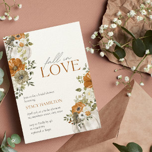 Invitación Caer en el amor Naranja Floral Bridal Shower