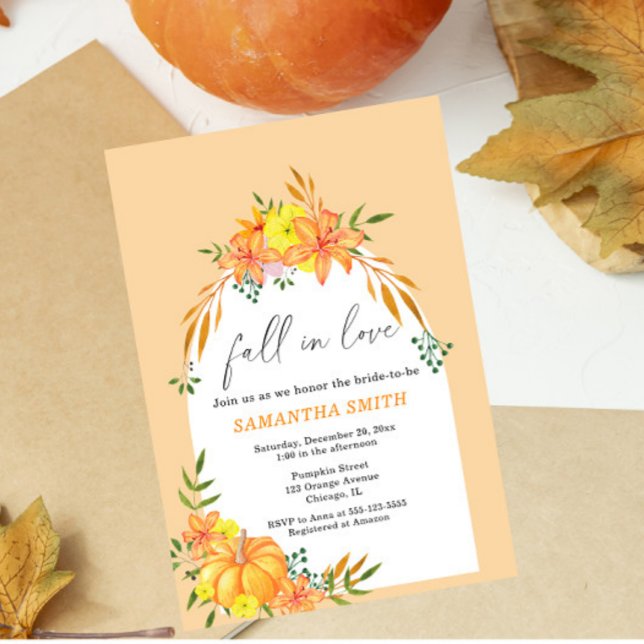 Invitación Caer en el amor Pumpkin Bridal Shower (Subido por el creador)