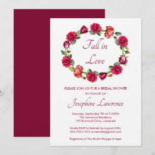 Invitación Caer En El Amor Rosa Wreath Floral Bridal Shower