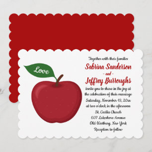 Invitación Caer en el Boda rojo de Borgoña País Apple Love