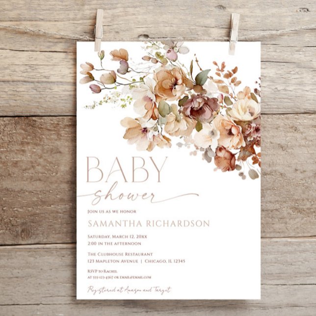 Invitación Caer en la ducha de bebé neutra de género floral (Subido por el creador)