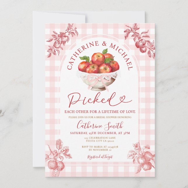 Invitación Caer En La Ducha De Novias De Apple Orchard Recogi (Anverso)