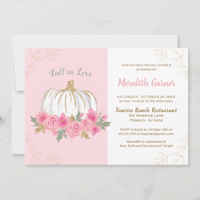 Invitación Caer en Moda de amor Ducha de la novia de la calab (Anverso)