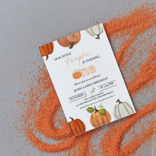 Invitación Caer en nuestra pequeña calabaza que cumple un pri