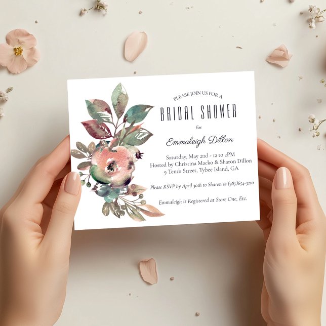Invitación Caer Enamorada Acuarela Floral Ducha De Novias (Subido por el creador)