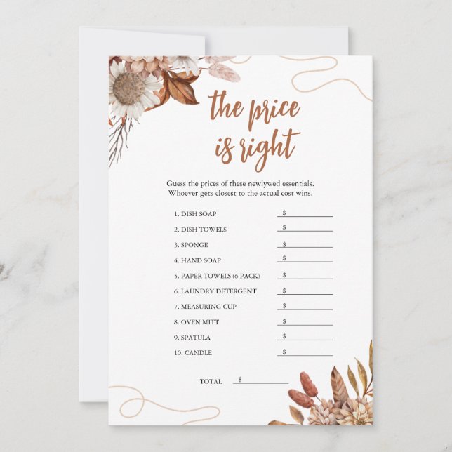 Invitación Caer enamorada | Adivinen la ducha de novias de pr (Anverso)
