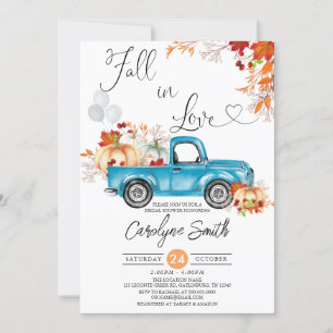 Invitación Caer Enamorada Blue Truck Calabaza Ducha Nupcial