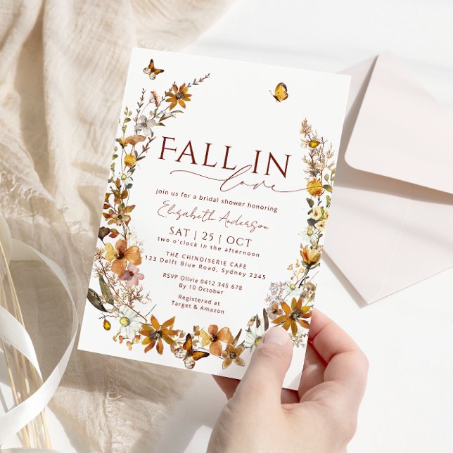 Invitación Caer Enamorada Boho Flores Salvajes Rústicas Ducha (Subido por el creador)