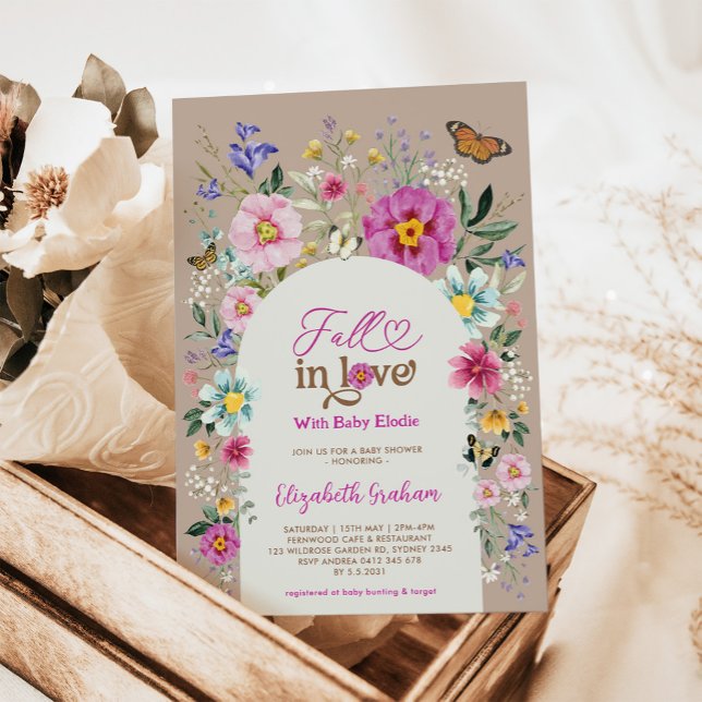 Invitación Caer Enamorada | Boho Wildflower Chica Baby Shower (Subido por el creador)