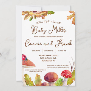 Invitación Caer Enamorada, Bosque Otoño, Baby Shower De Los H