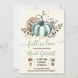 Invitación Caer enamorada, calabaza azul, ducha de novia flor