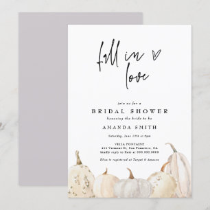 Invitación Caer Enamorada Calabaza Blanca Otoño Ducha Bridal
