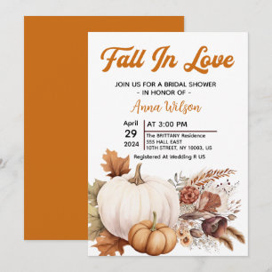 Invitación caer enamorada calabaza blanca pampas ducha de nov