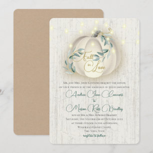 Invitación Caer enamorada Calabaza blanca y ilumina a Boda ru