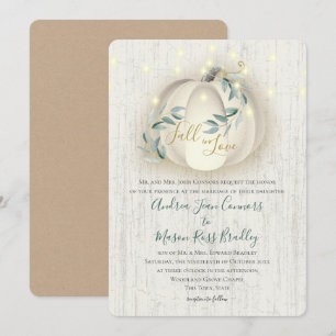 Invitación Caer enamorada Calabaza blanca y ilumina a Boda ru