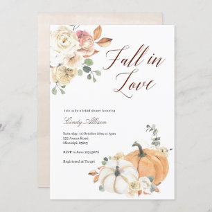 Invitación Caer enamorada calabaza floral ducha de novia invi
