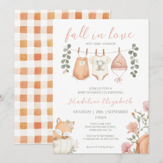 Invitación Caer Enamorada Cuerda De Ropa De Otoño Baby Shower