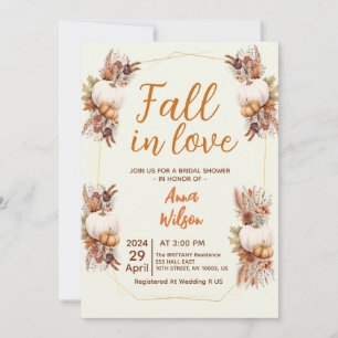 Invitación caer enamorada de la calabaza blanca pampas ducha 