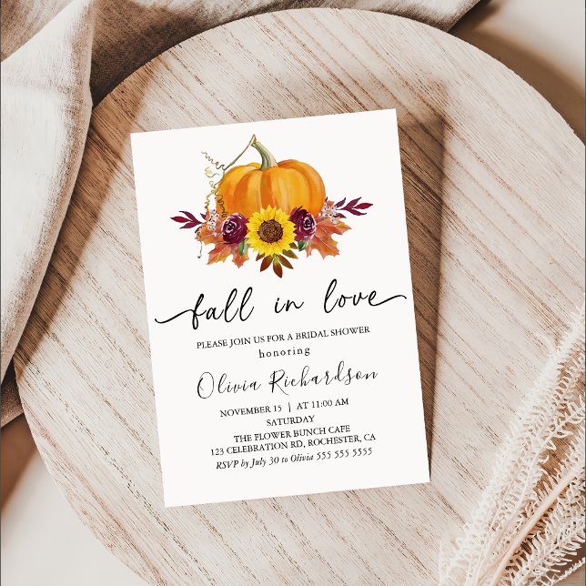 Invitación Caer enamorada de la calabaza de Sunflower Ducha d (Subido por el creador)