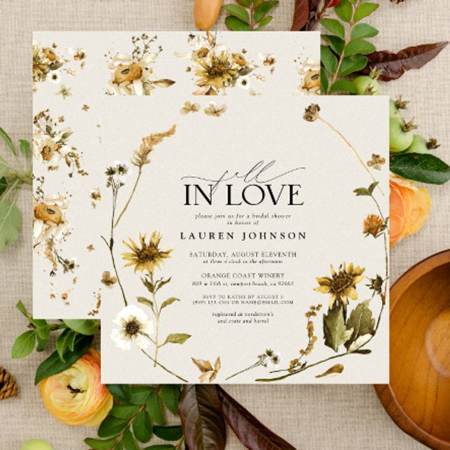 Invitación Caer enamorada de la ducha de novias de girasol ru (Bridal Shower Invitation)