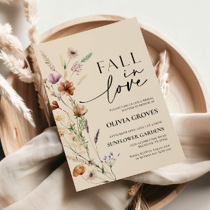 Invitación Caer enamorada de la flor silvestre Beige ducha de