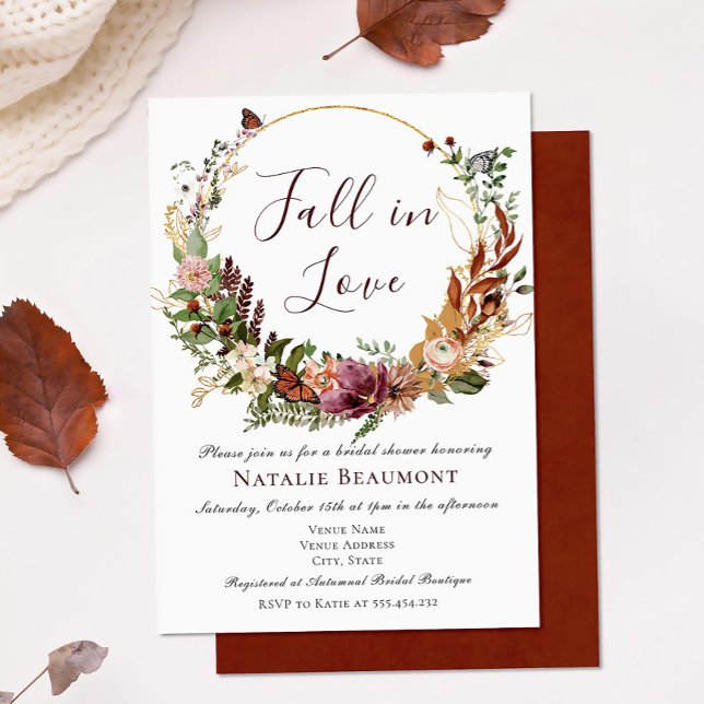 Invitación Caer enamorada de la floral floral y ruidosa ducha (Subido por el creador)