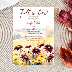 Invitación Caer enamorada de las dahlias borgoñas novia daisi