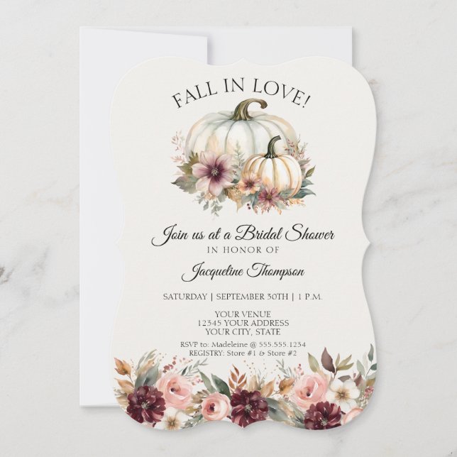 Invitación Caer enamorada de los Rosas florales borgoñeses du (Anverso)