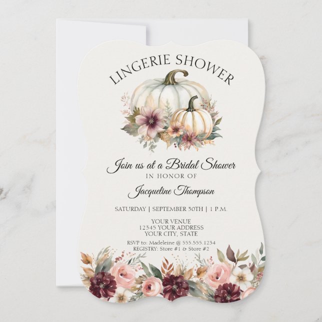Invitación Caer enamorada de Rosas florales borgoñas ducha de (Anverso)