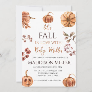 Invitación Caer enamorada del bebé,Pumpkin Baby Shower