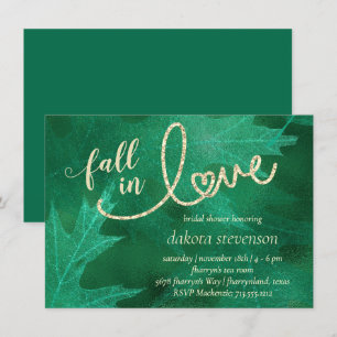 Invitación Caer enamorada del otoño   Ducha verde de novia