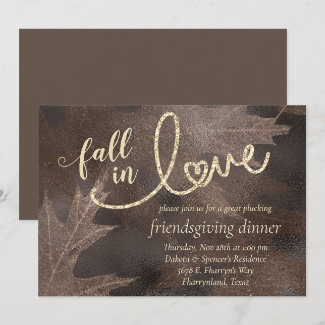 Invitación Caer enamorada del otoño | Elegante Amistad (Anverso / Reverso)