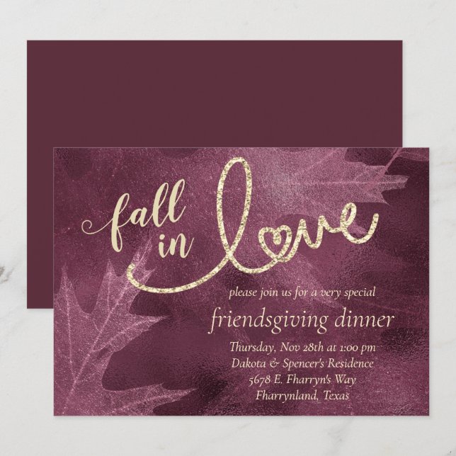 Invitación Caer enamorada del otoño | Mulberry Friendding (Anverso / Reverso)