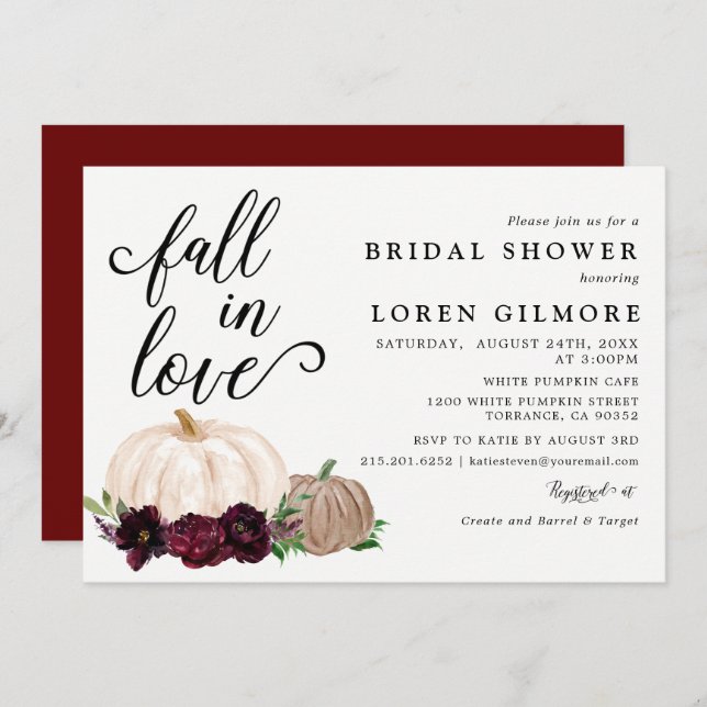 Invitación Caer Enamorada Ducha Bridal De Boho Bompkin En Bor (Anverso / Reverso)
