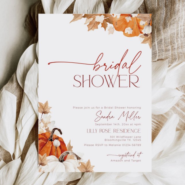 Invitación Caer enamorada ducha de novia Calabaza otoñal (Subido por el creador)