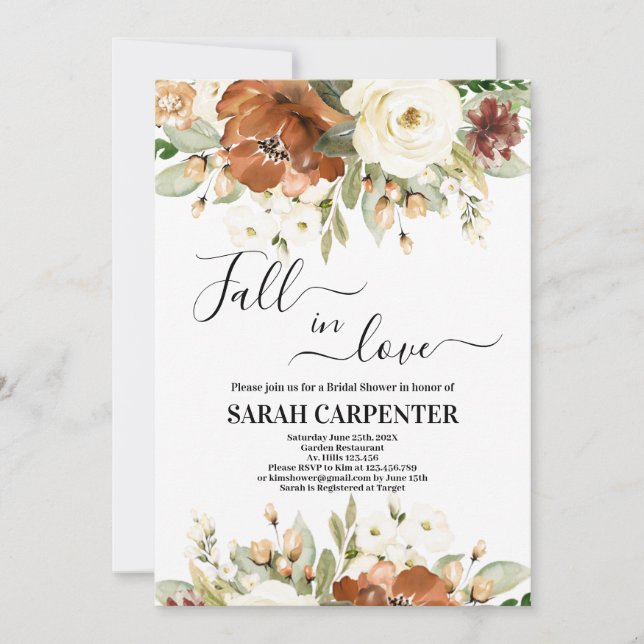 Invitación Caer Enamorada Ducha De Novias (Anverso)