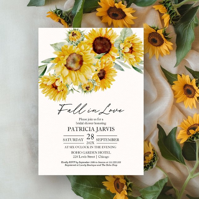 Invitación Caer Enamorada Ducha De Novias Sunflower (Subido por el creador)