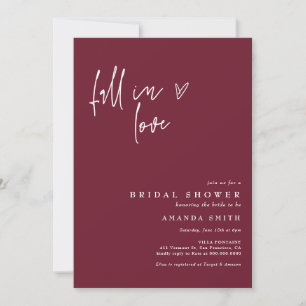 Invitación Caer Enamorada Ducha Minimalista Bridal De Borgoña